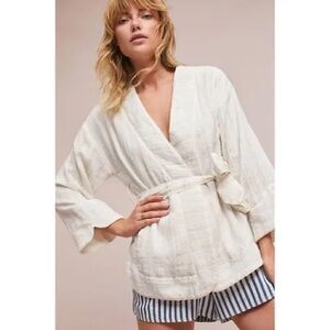Anthropologie Hei Hei Amita Cream beige Textured Open kimono Cardigan jacket